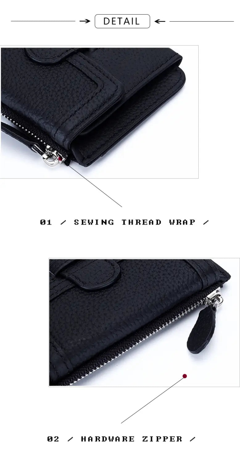 Multifunctional Leather Wallet with Multiple Card Slots and Solid Colors