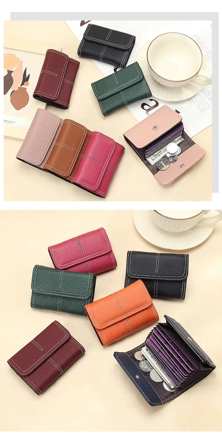 Large Capacity Leather Card Holder in Multiple Colors with Layer Cowhide Finish