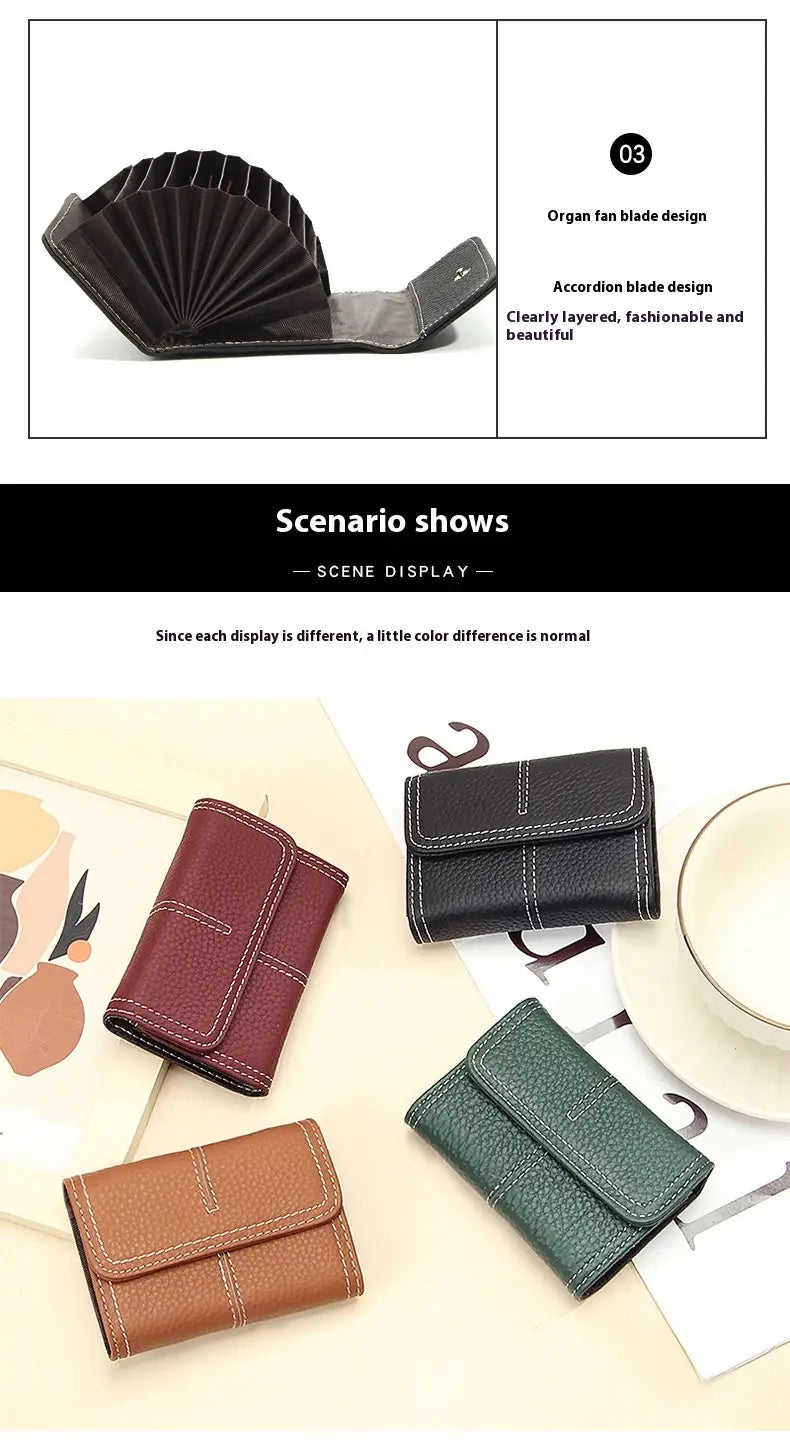 Large Capacity Leather Card Holder in Multiple Colors with Layer Cowhide Finish