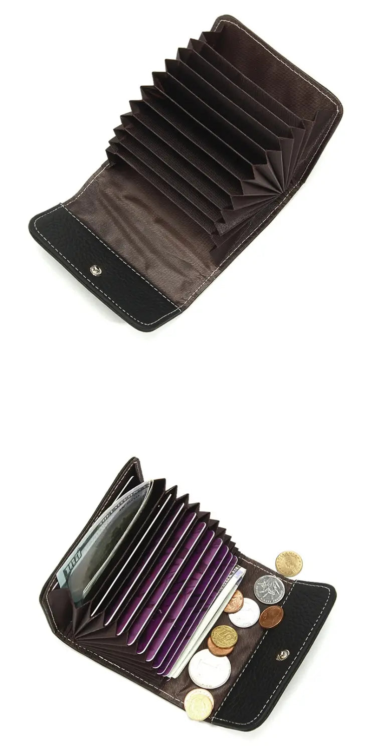 Large Capacity Leather Card Holder in Multiple Colors with Layer Cowhide Finish