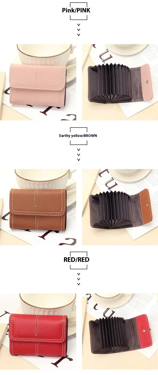 Large Capacity Leather Card Holder in Multiple Colors with Layer Cowhide Finish