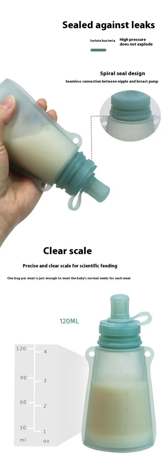 Modern Silicone Milk Preservation Bag in Orange Blue White for Long-Term