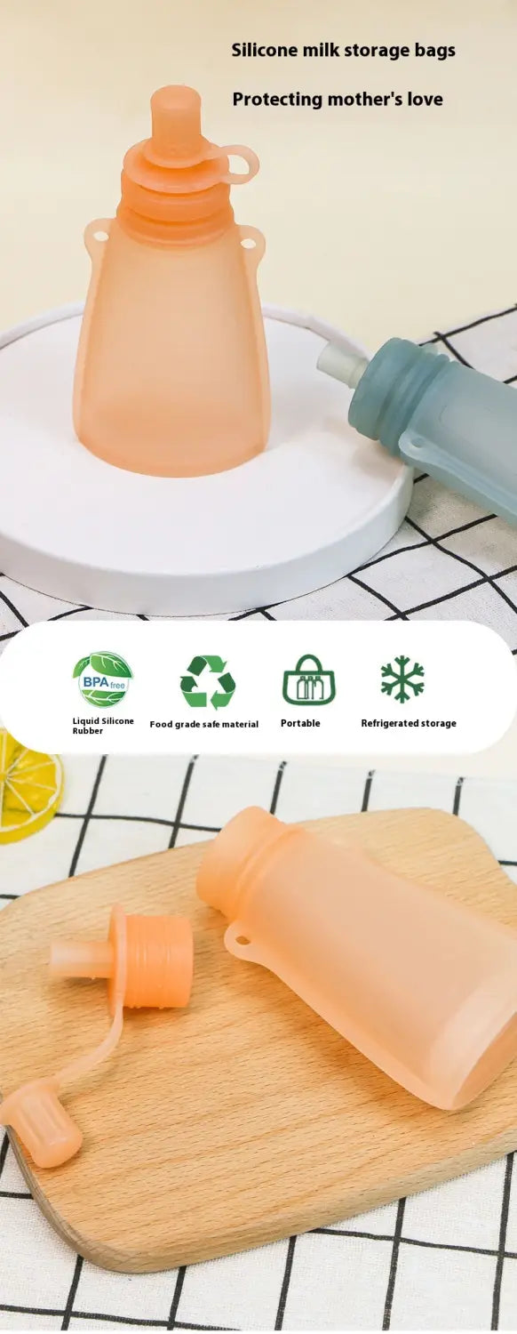 Modern Silicone Milk Preservation Bag in Orange Blue White for Long-Term