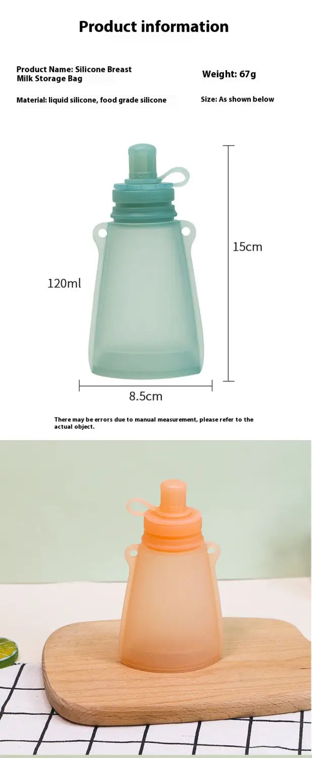 Modern Silicone Milk Preservation Bag in Orange Blue White for Long-Term