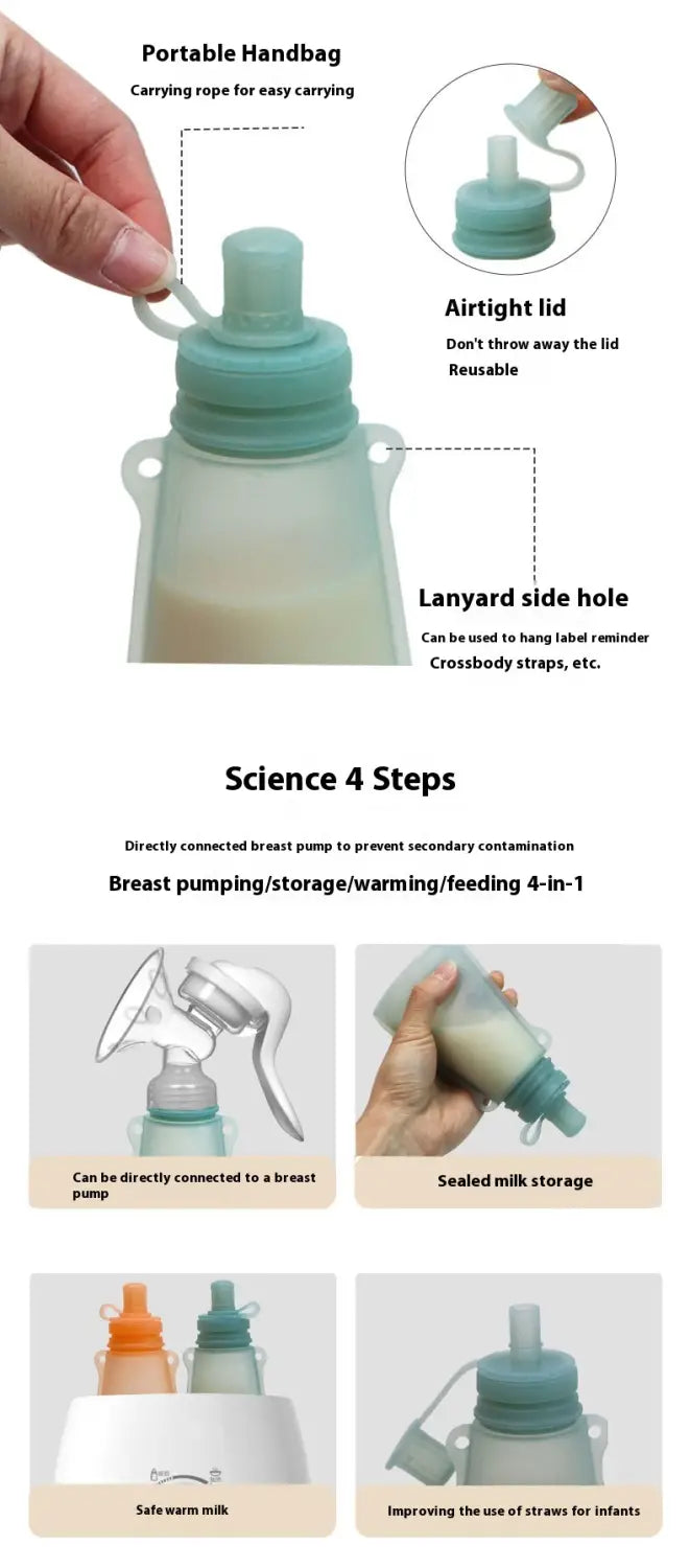 Modern Silicone Milk Preservation Bag in Orange Blue White for Long-Term