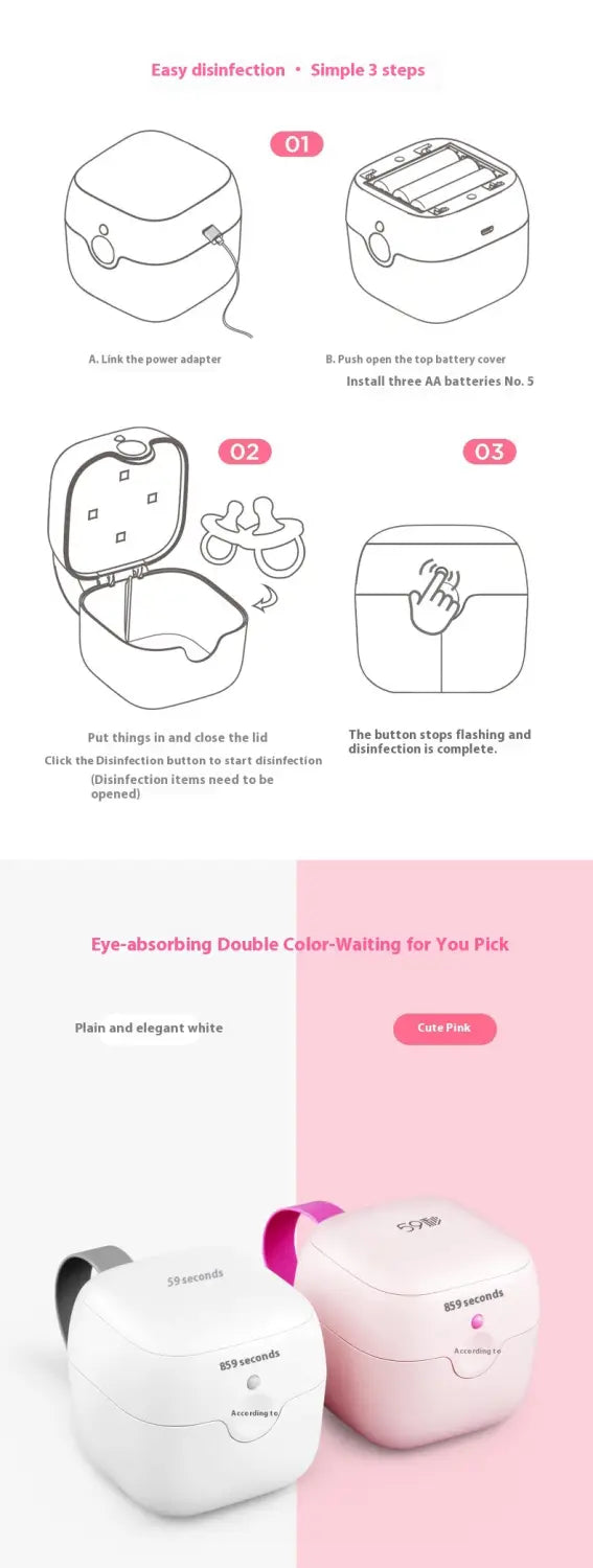 Mini Disinfection Box with USB Power for Pacifiers and Sterilizer Purposes