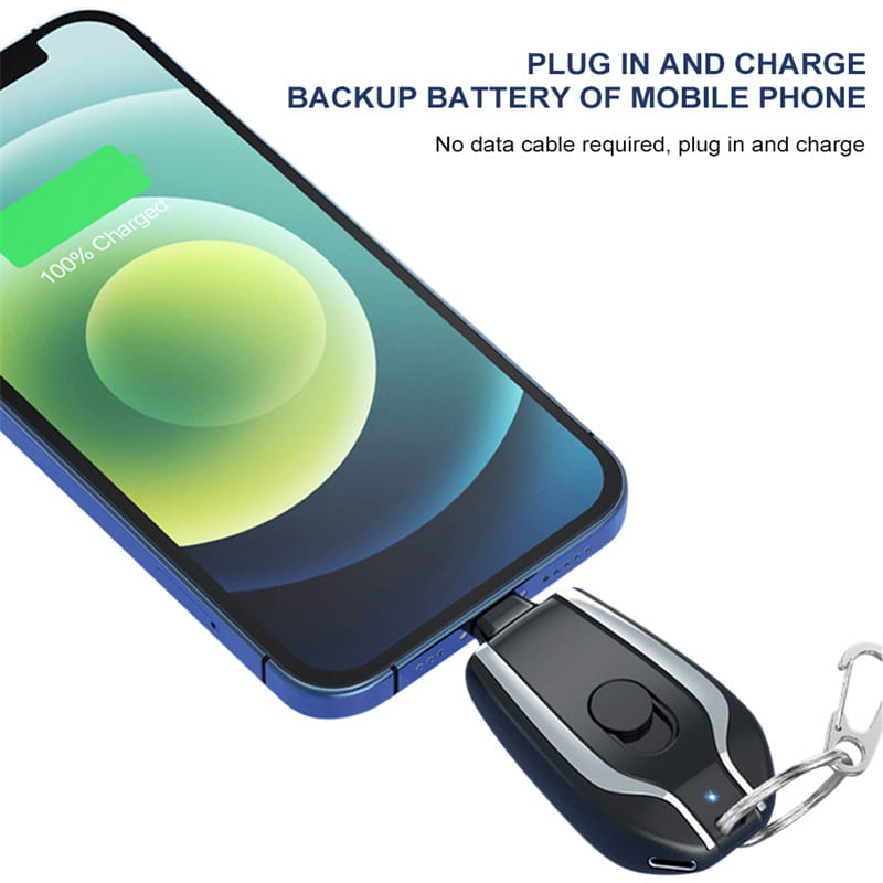 1500mAh Mini Power Emergency Pod Keychain Charger With Type-C Ultra-Compact Mini Battery Pack Fast Charging Backup