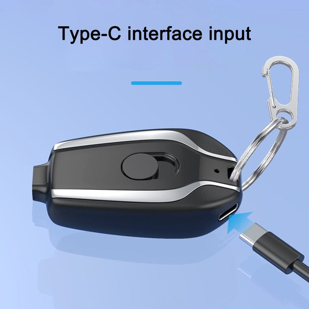 1500mAh Mini Power Emergency Pod Keychain Charger With Type-C Ultra-Compact Mini Battery Pack Fast Charging Backup