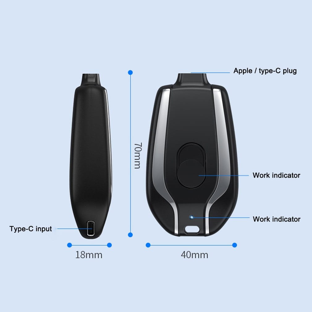 1500mAh Mini Power Emergency Pod Keychain Charger With Type-C Ultra-Compact Mini Battery Pack Fast Charging Backup