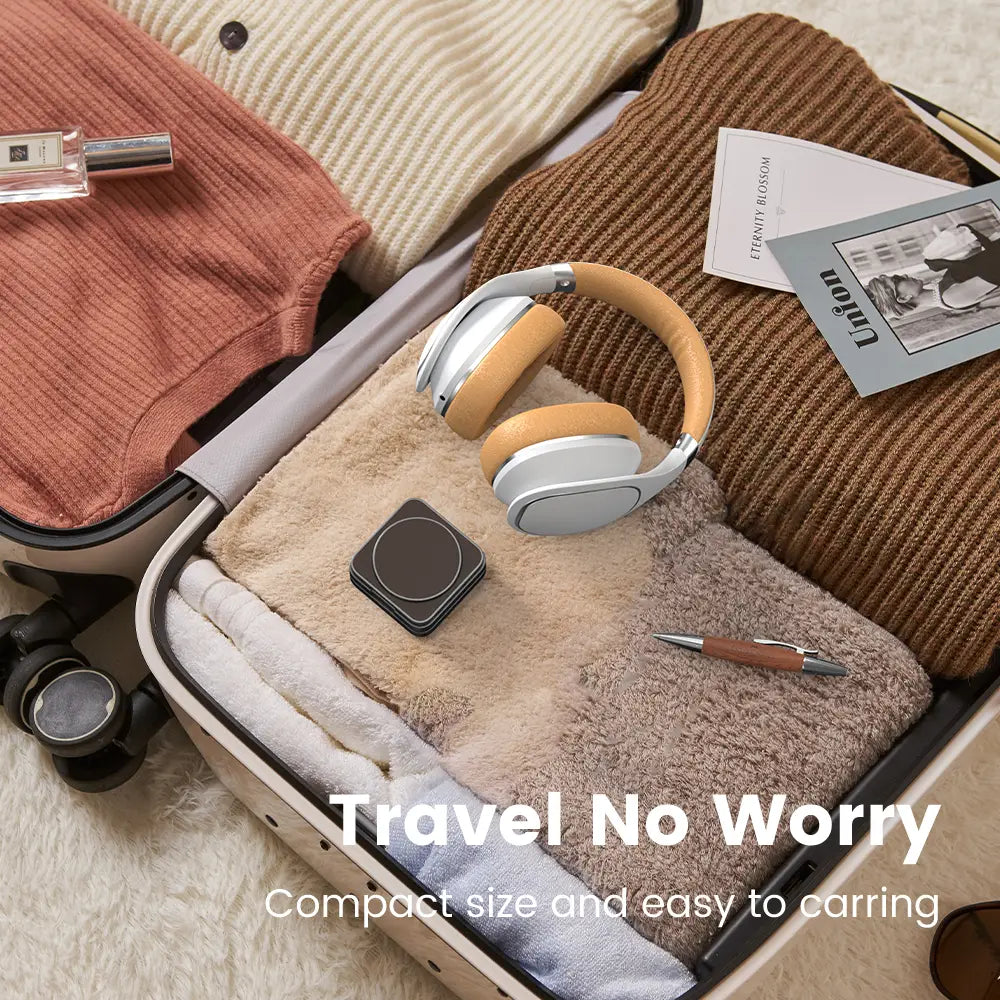 Wireless Charger with Magnetic Folding Bracket and Leather Style Design