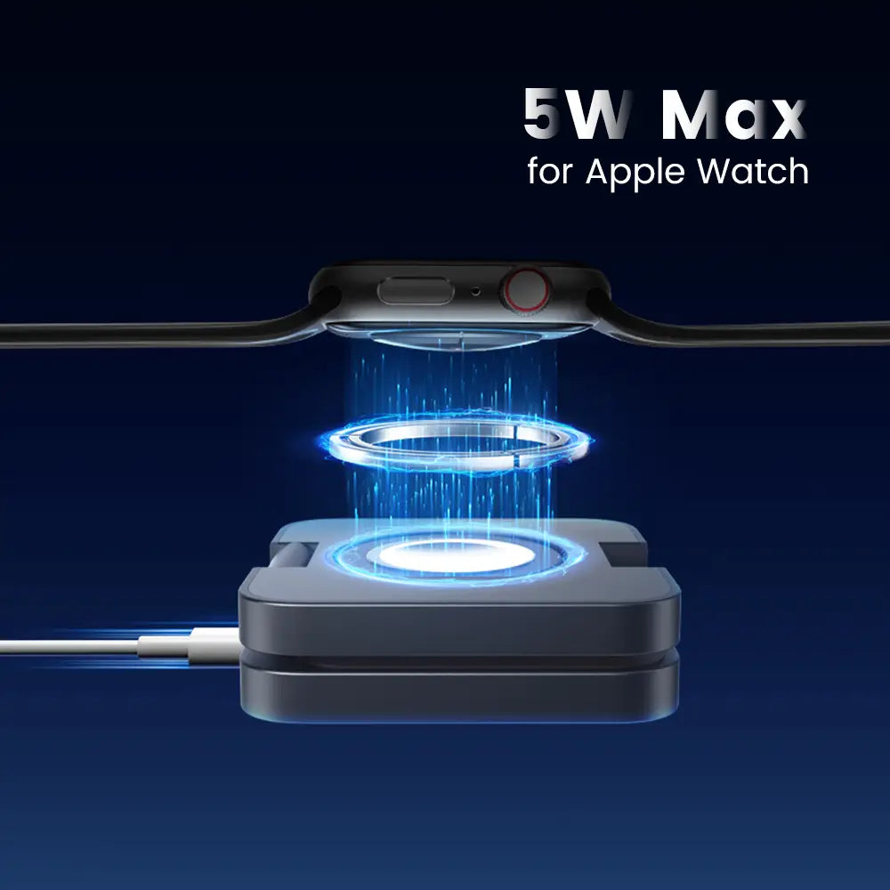 Wireless Charger with Magnetic Folding Bracket and Leather Style Design