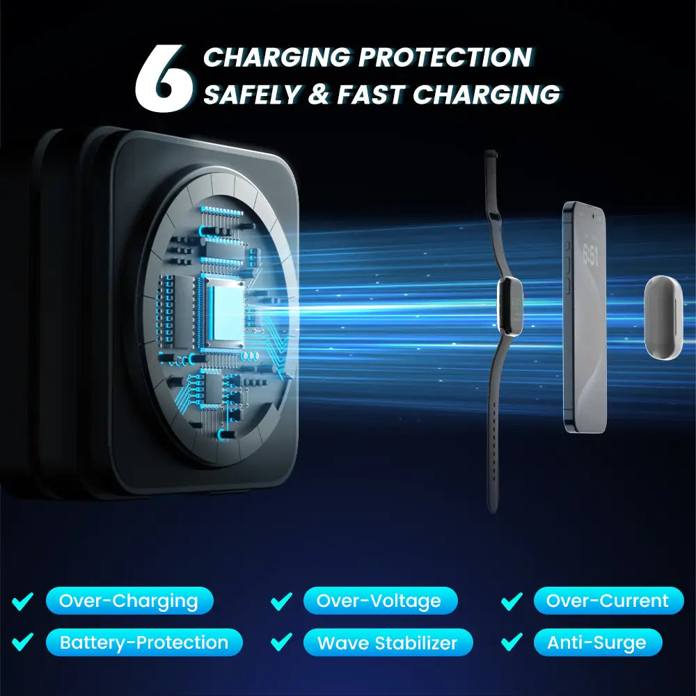 Wireless Charger with Magnetic Folding Bracket and Leather Style Design