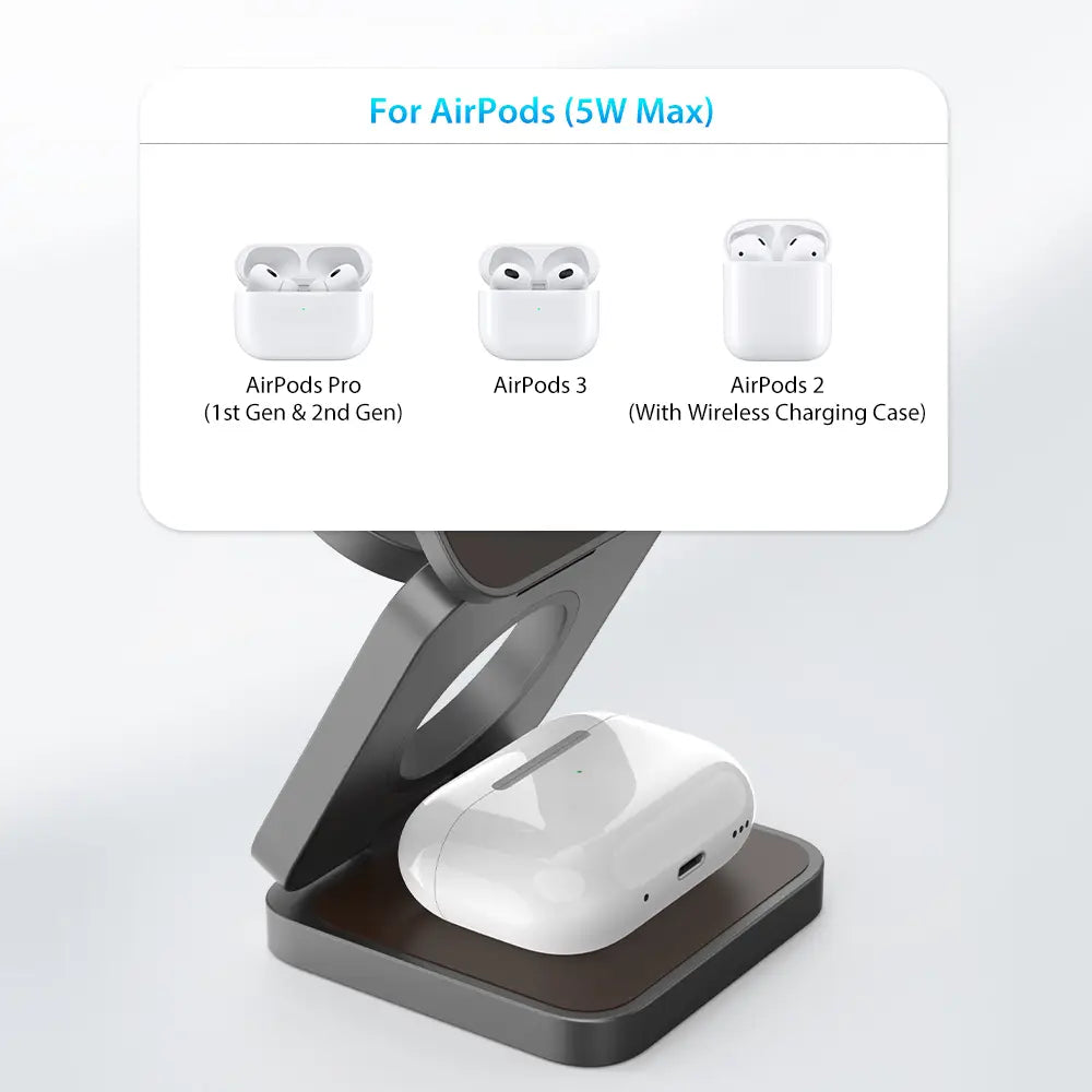 Wireless Charger with Magnetic Folding Bracket and Leather Style Design