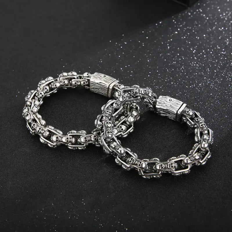 Old Punk Skull Titanium Steel Men’s Bracelet