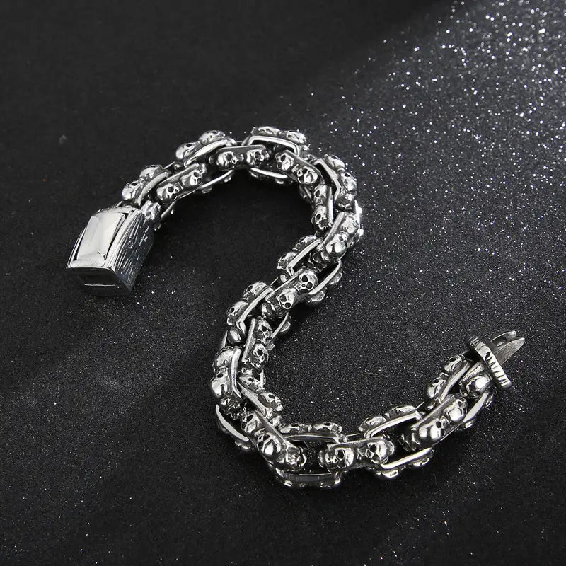 Old Punk Skull Titanium Steel Men’s Bracelet