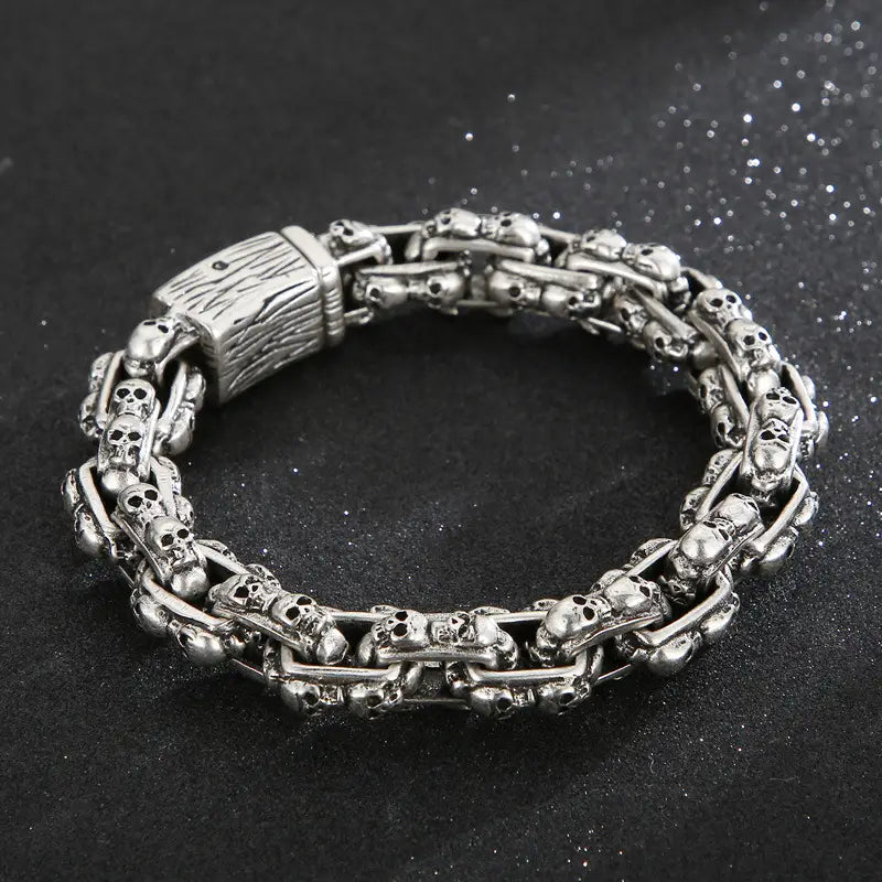 Old Punk Skull Titanium Steel Men’s Bracelet