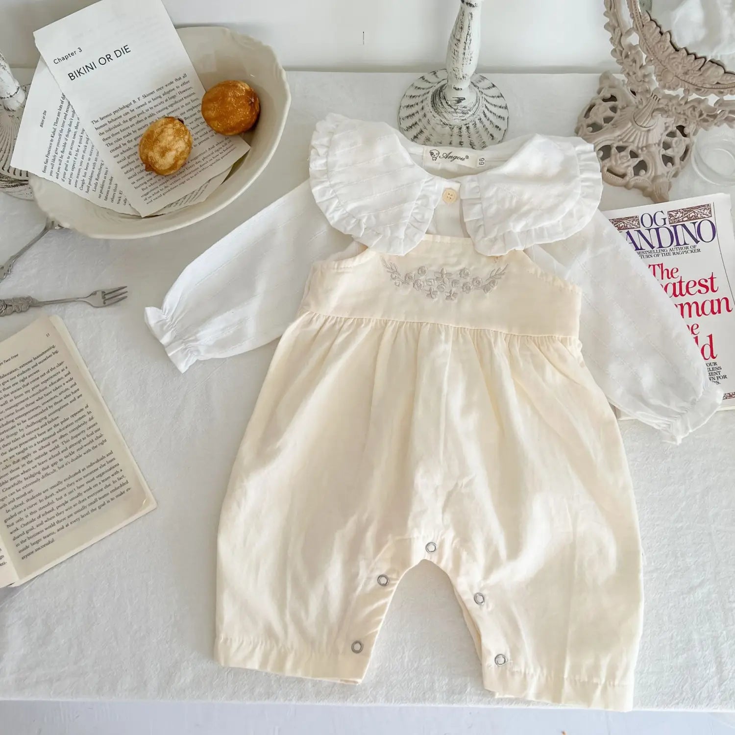 Baby Girl’s Loose Adjustable Suspender Romper