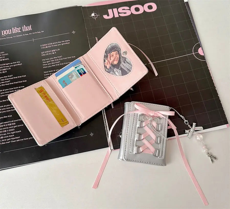 Original Strap Wallet with Ballet Style Bead and Pearl Pendant