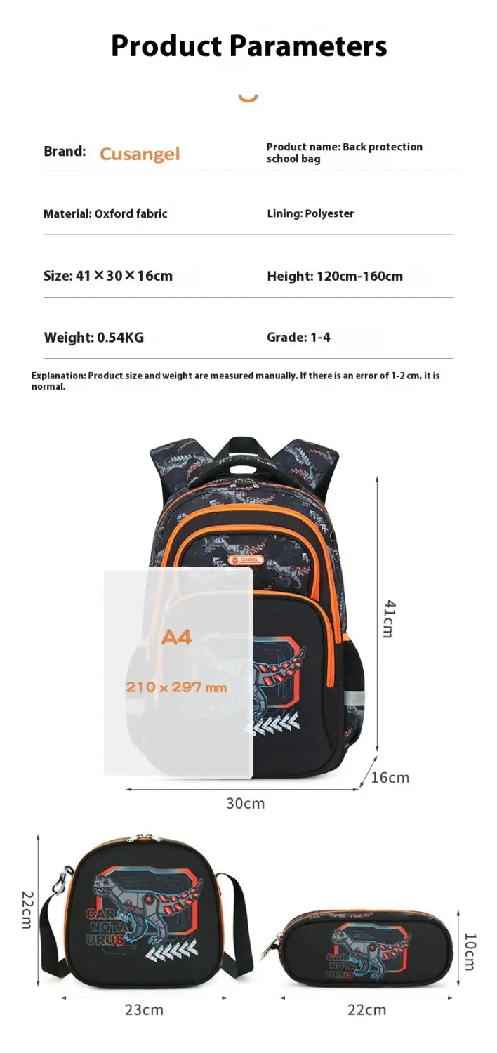 Primary School Student Schoolbag Boys Stylish And Lightweight Grade 1-3 Children Backpack