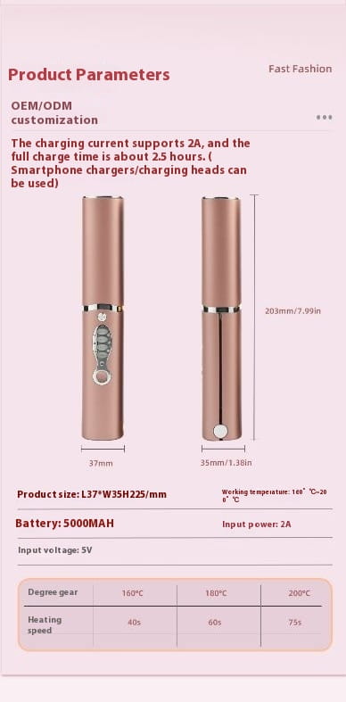 Wireless Charging Portable Hair Straightener with Lithium Battery in Multiple Colors