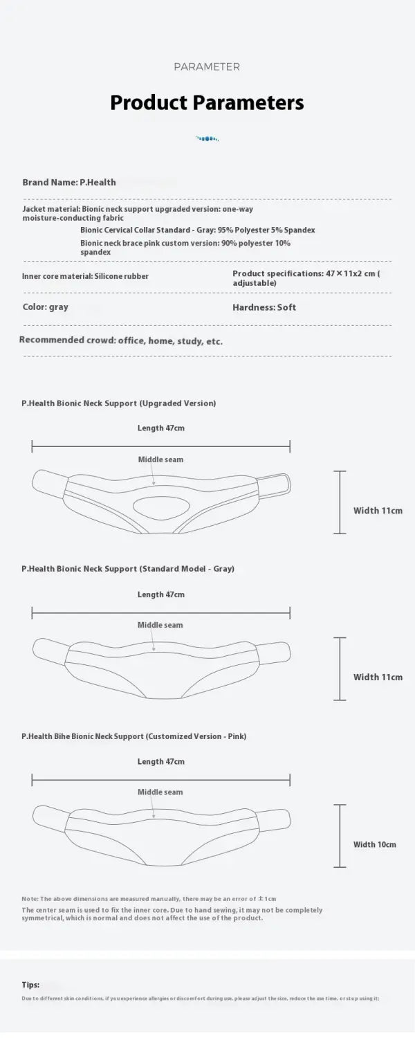 Breathable Bionic Neck Support for Cervical Vertebra Care and Avoiding Leaning