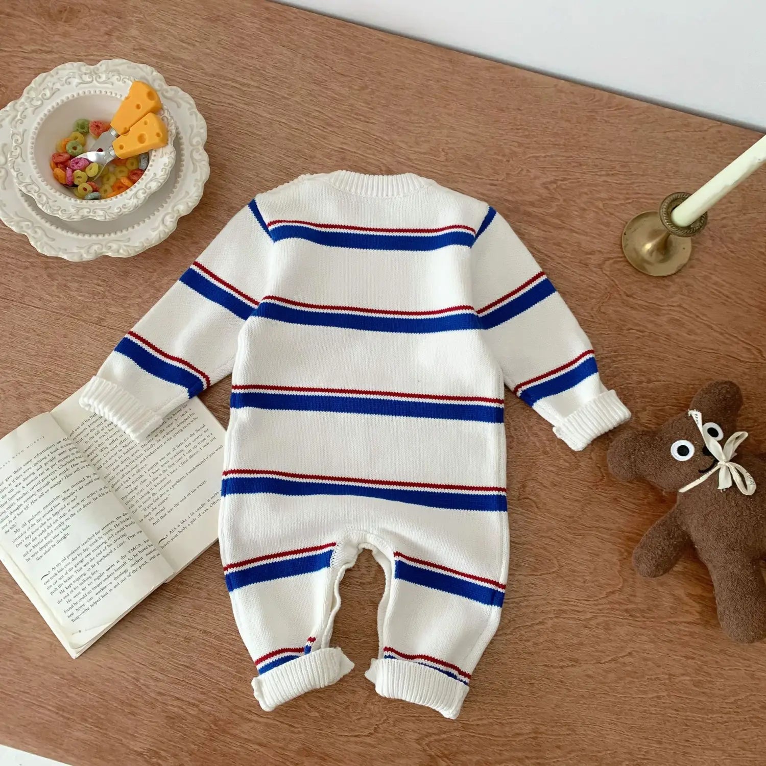 INS Korean Striped Baby Spring Knitted Jumpsuit Romper