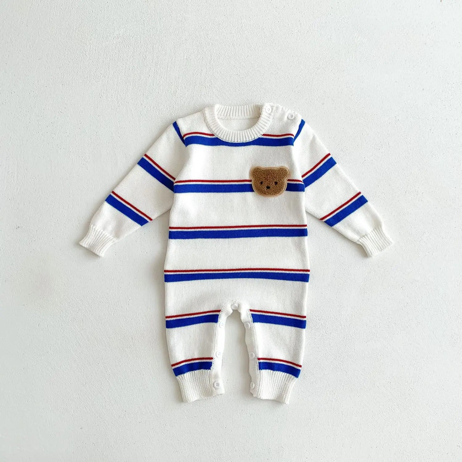 INS Korean Striped Baby Spring Knitted Jumpsuit Romper