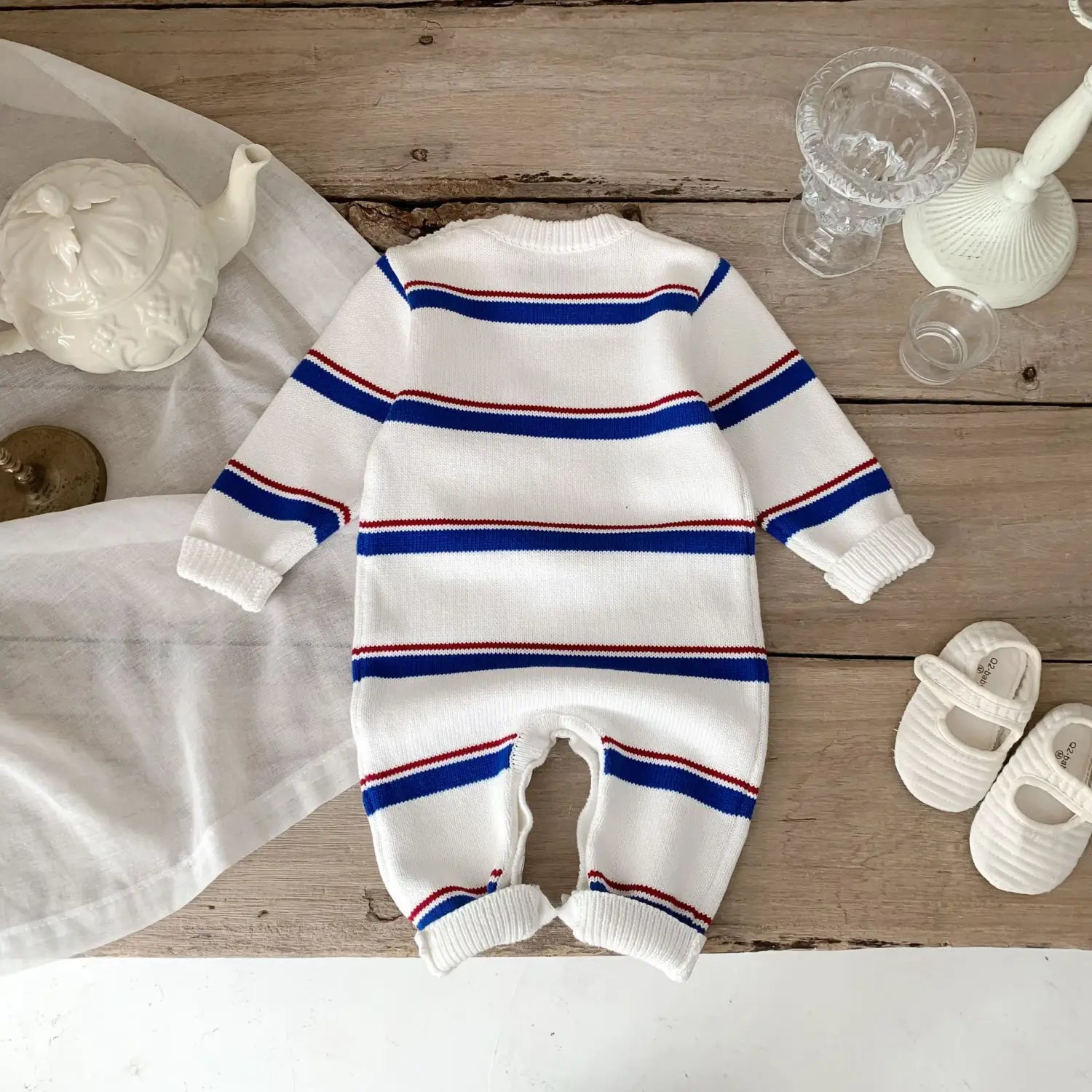 INS Korean Striped Baby Spring Knitted Jumpsuit Romper