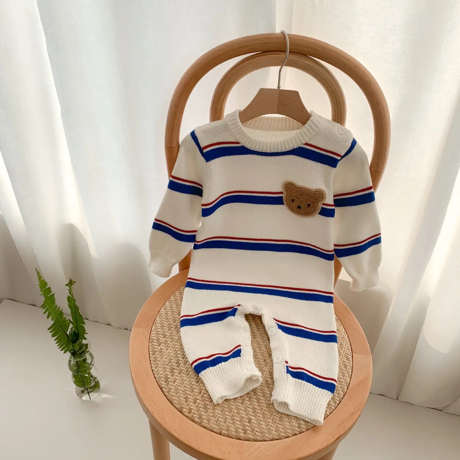 INS Korean Striped Baby Spring Knitted Jumpsuit Romper