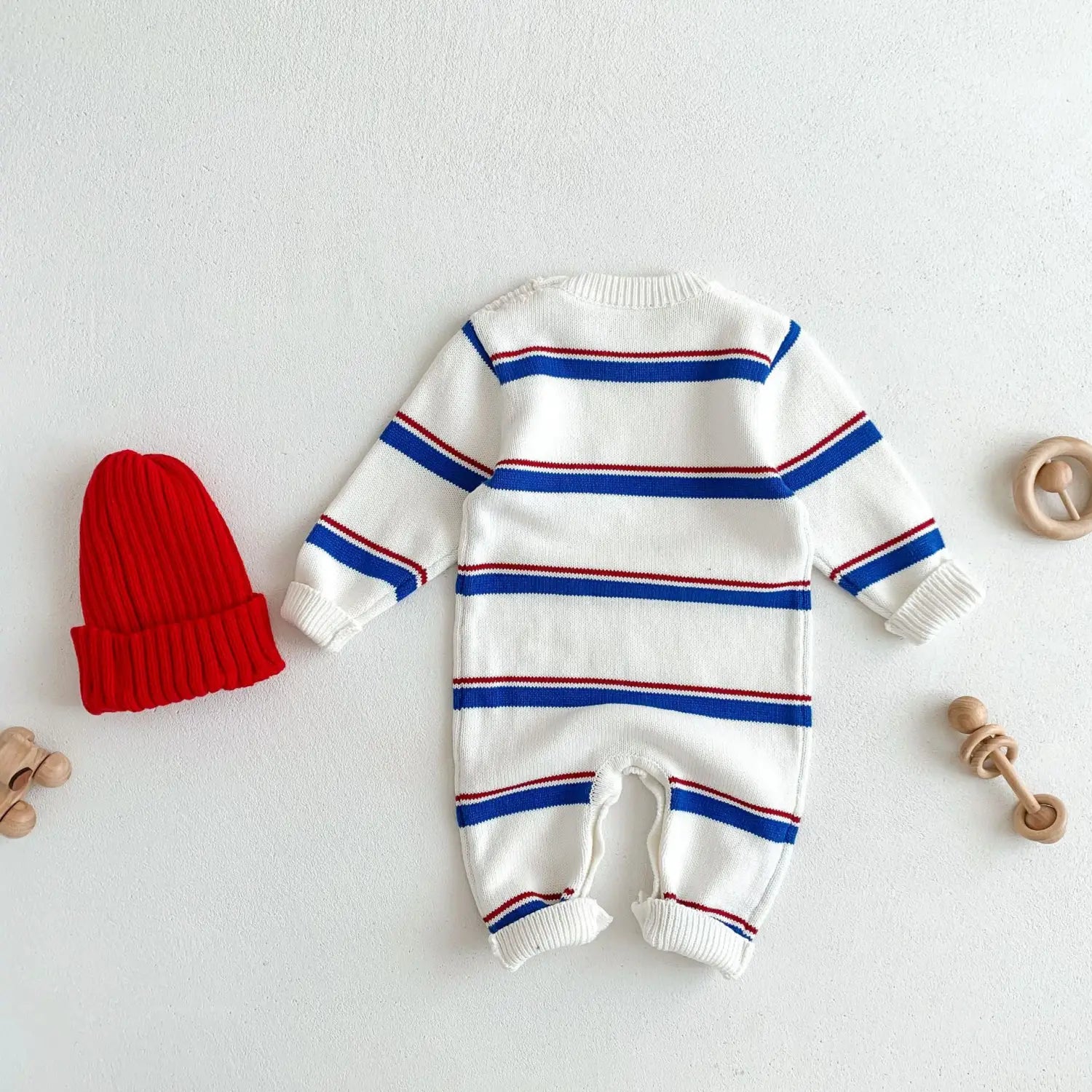 INS Korean Striped Baby Spring Knitted Jumpsuit Romper