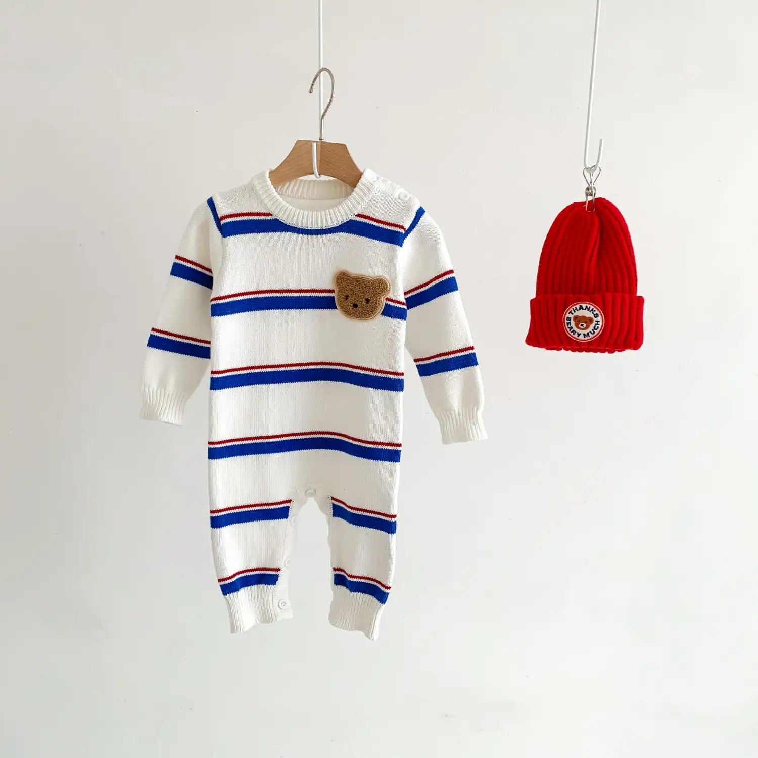 INS Korean Striped Baby Spring Knitted Jumpsuit Romper