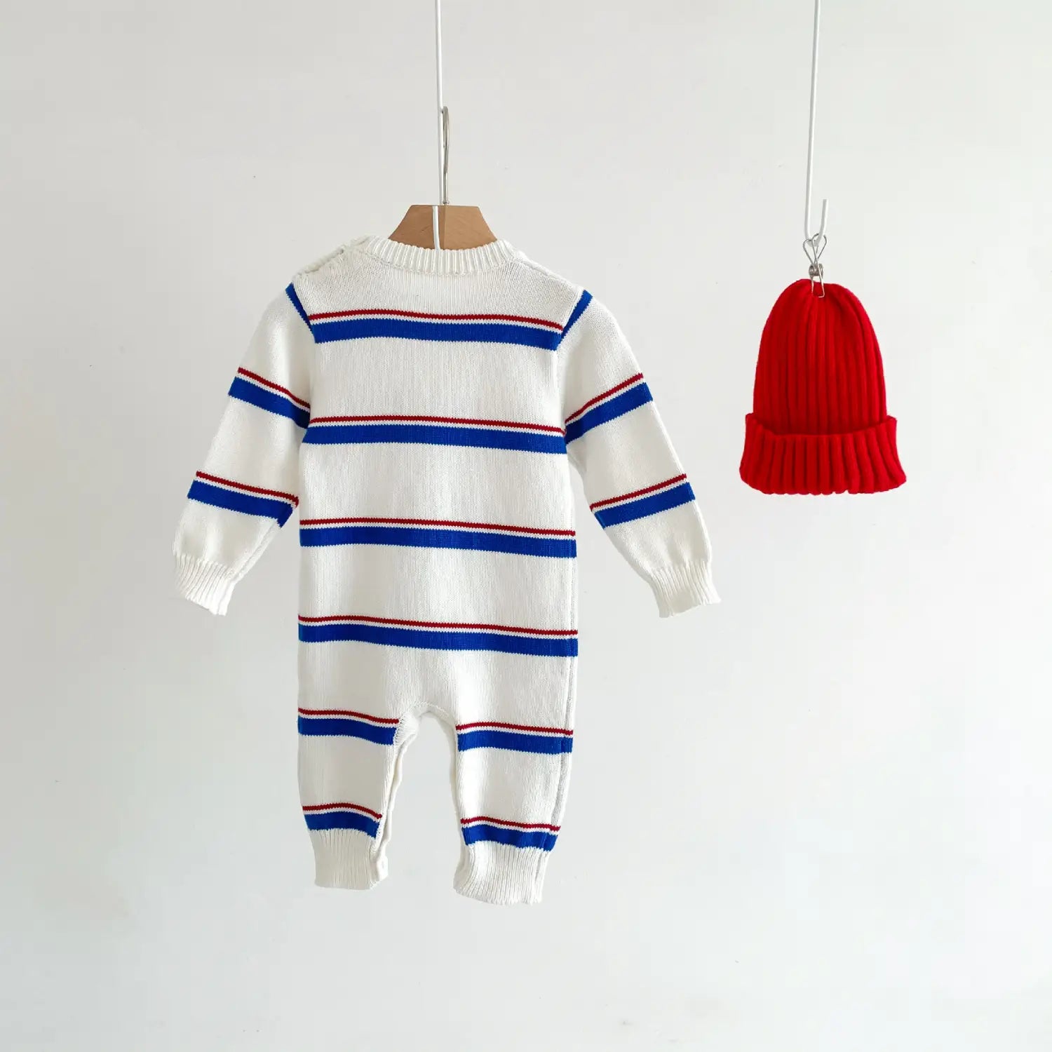 INS Korean Striped Baby Spring Knitted Jumpsuit Romper