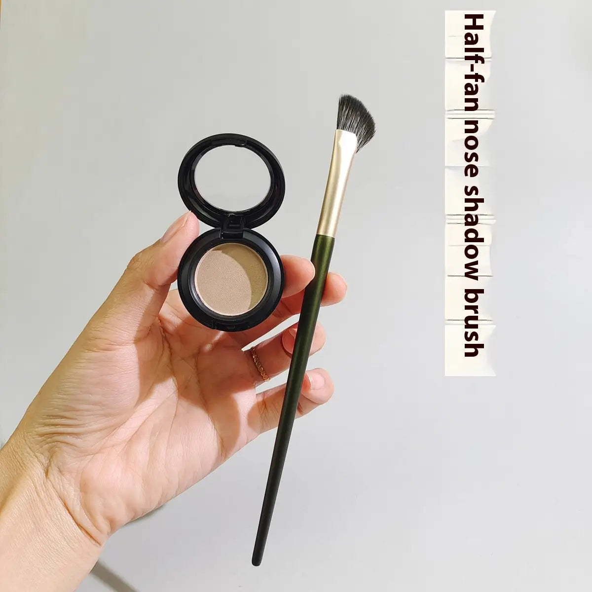 Eye Contour Brush with Oblique Sickle Shape for Precise Makeup Application