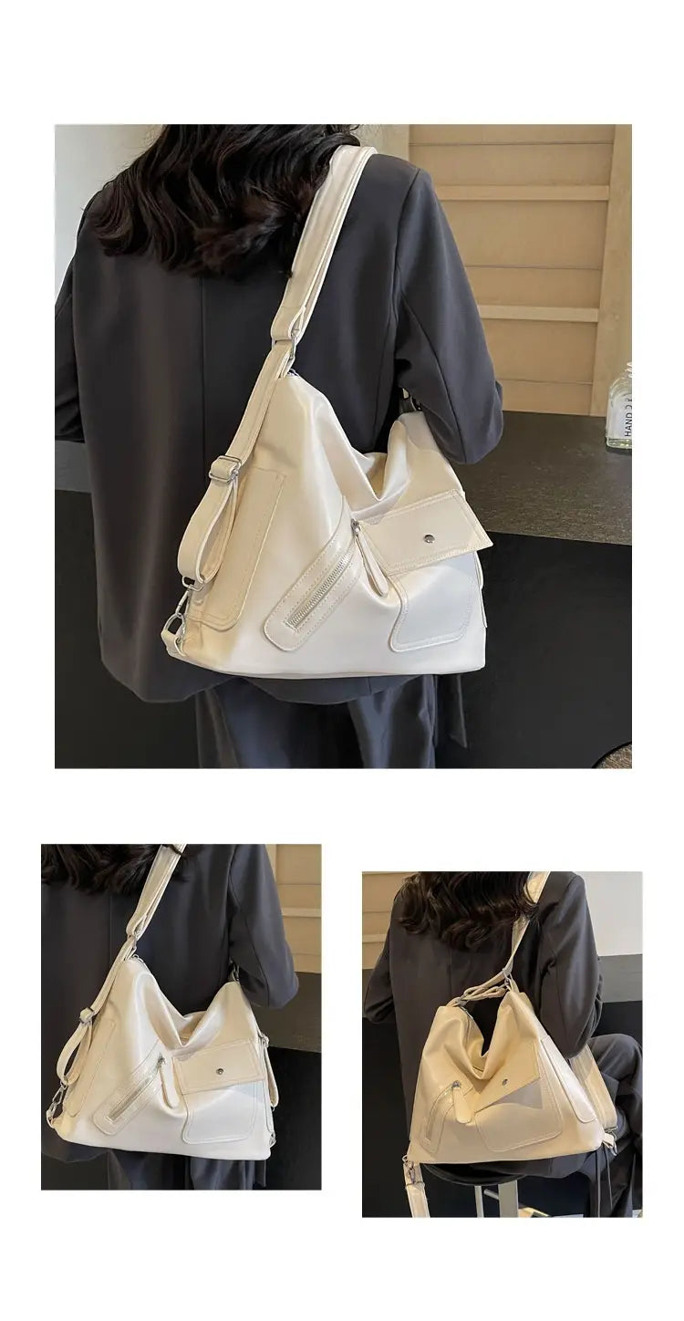 Retro Soft Leather Large Backpack with Synthetic Material