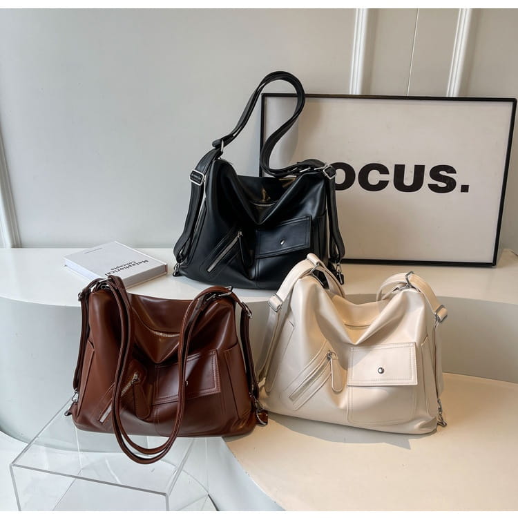 Retro Soft Leather Large Backpack with Synthetic Material