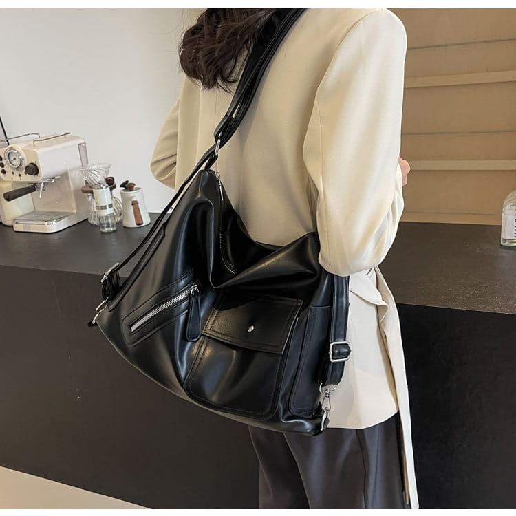 Retro Soft Leather Large Backpack with Synthetic Material