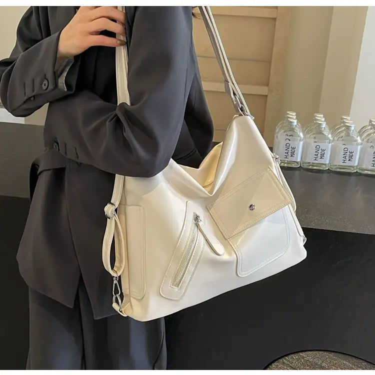 Retro Soft Leather Large Backpack with Synthetic Material