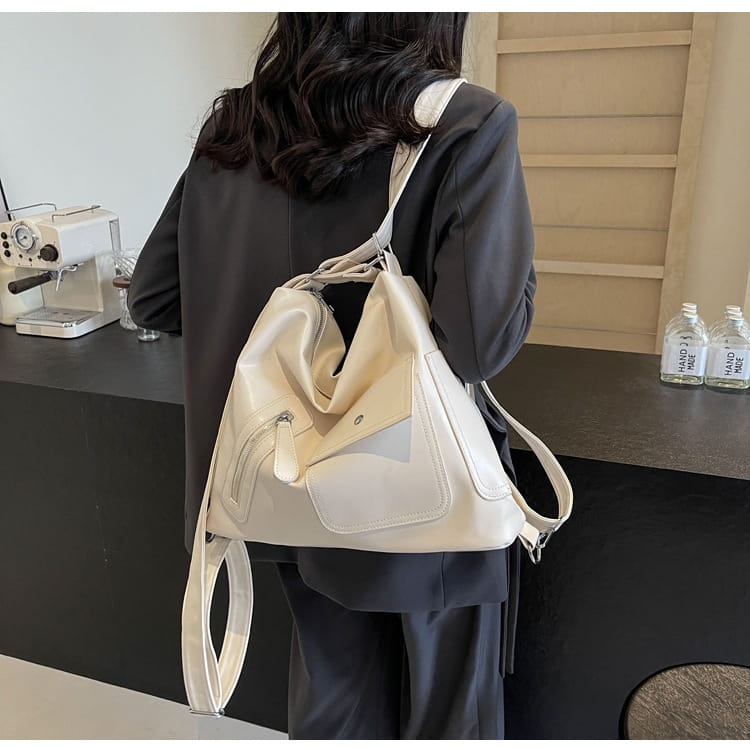 Retro Soft Leather Large Backpack with Synthetic Material