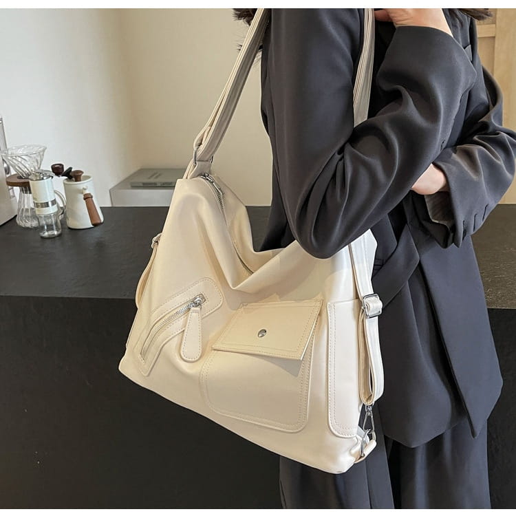 Retro Soft Leather Large Backpack with Synthetic Material