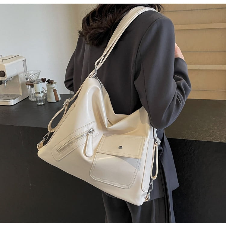 Retro Soft Leather Large Backpack with Synthetic Material