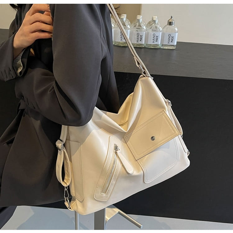 Retro Soft Leather Large Backpack with Synthetic Material