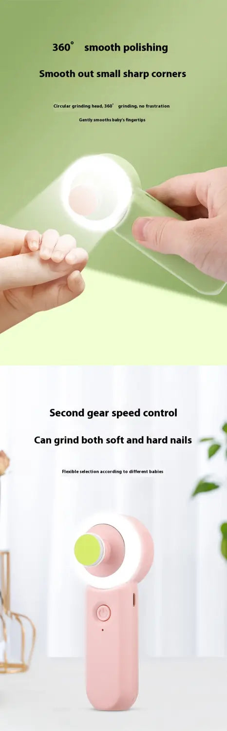 Portable Electric Nail Punch for Children in Light Pink and Green Colors