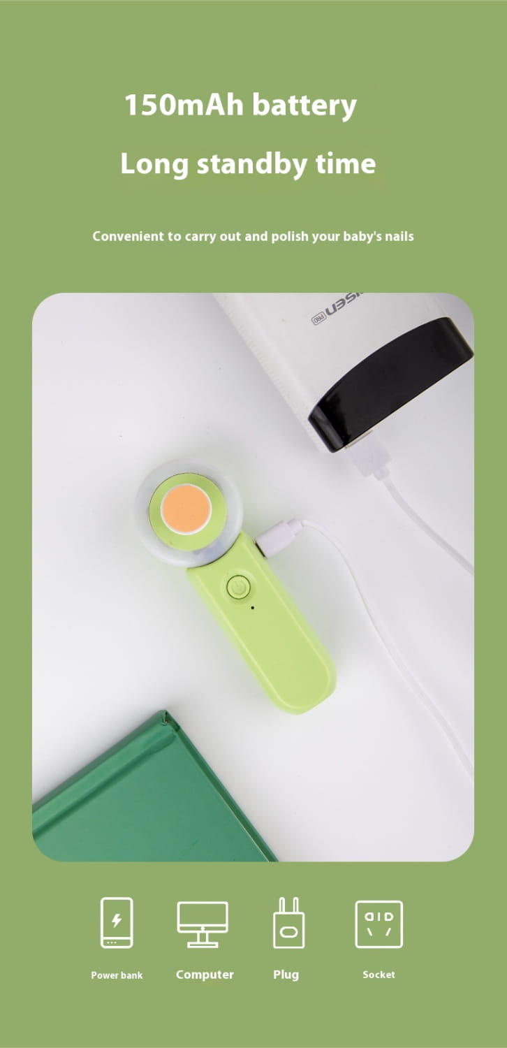 Portable Electric Nail Punch for Children in Light Pink and Green Colors