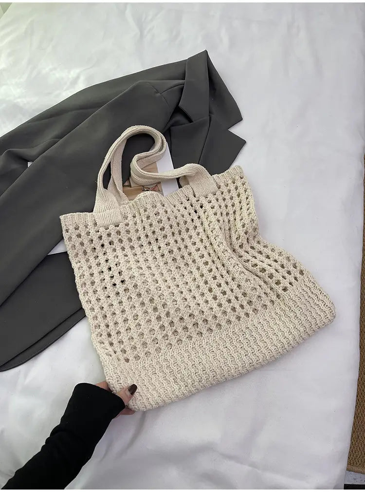Hollow Knitted Large Capacity Shoulder Bag for Daily