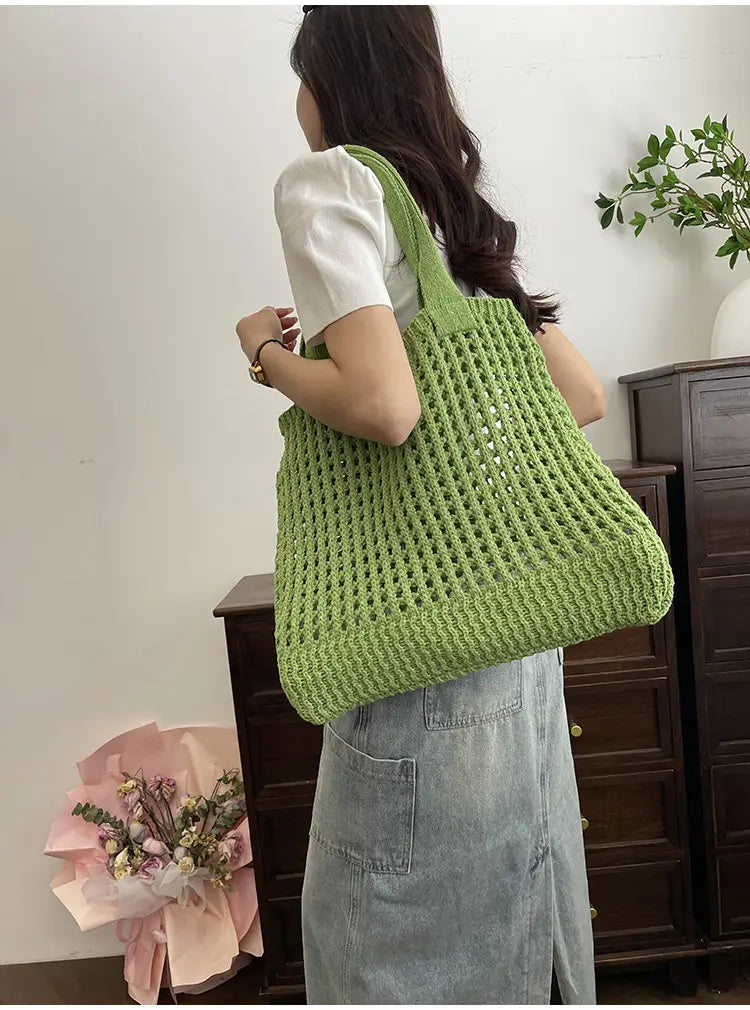 Hollow Knitted Large Capacity Shoulder Bag for Daily
