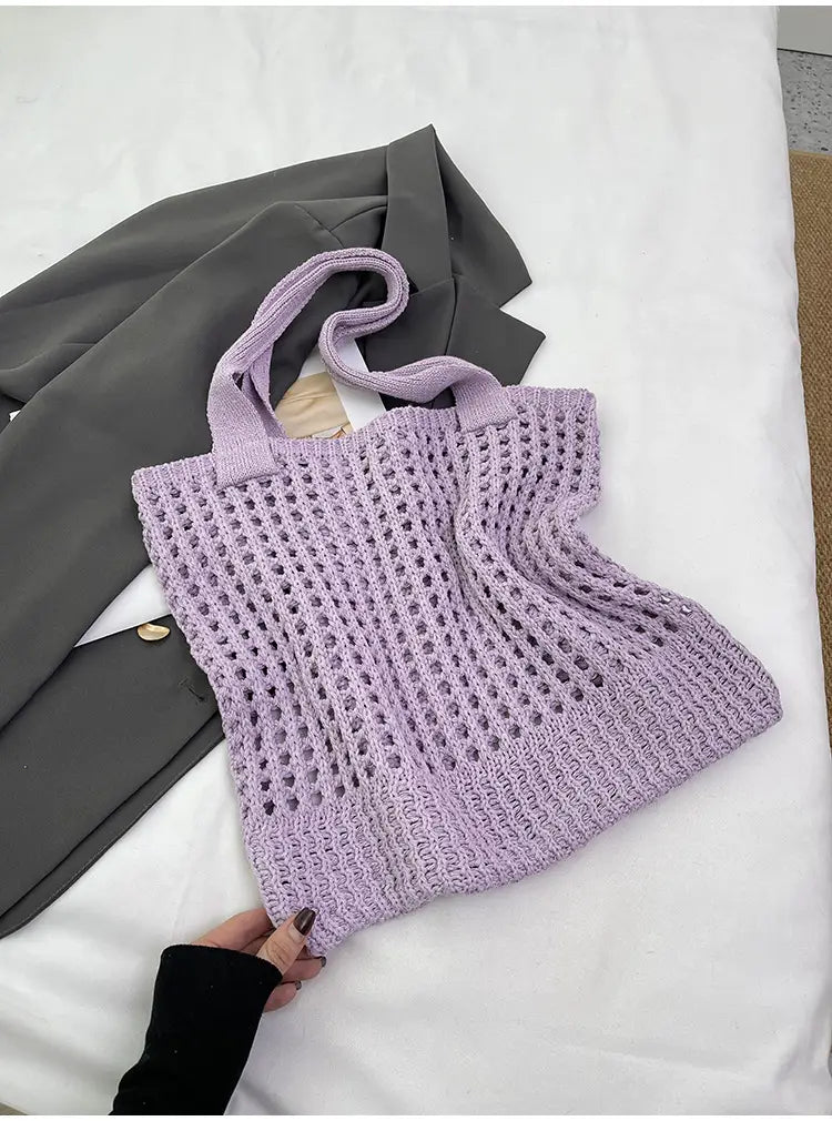 Hollow Knitted Large Capacity Shoulder Bag for Daily