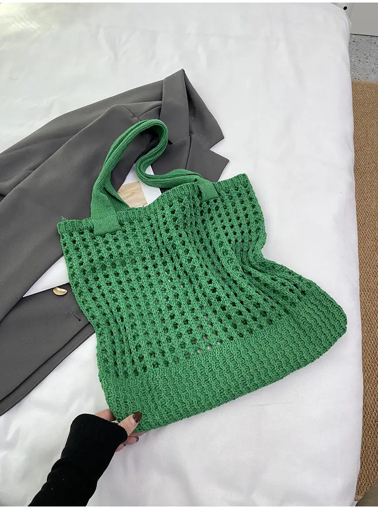 Hollow Knitted Large Capacity Shoulder Bag for Daily