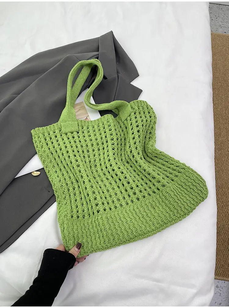 Hollow Knitted Large Capacity Shoulder Bag for Daily