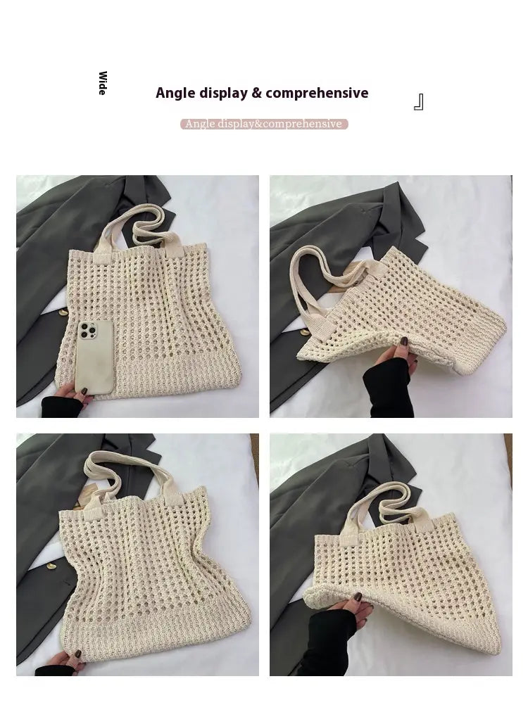 Hollow Knitted Large Capacity Shoulder Bag for Daily