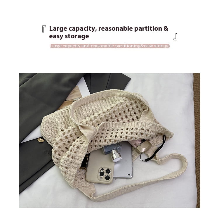 Hollow Knitted Large Capacity Shoulder Bag for Daily